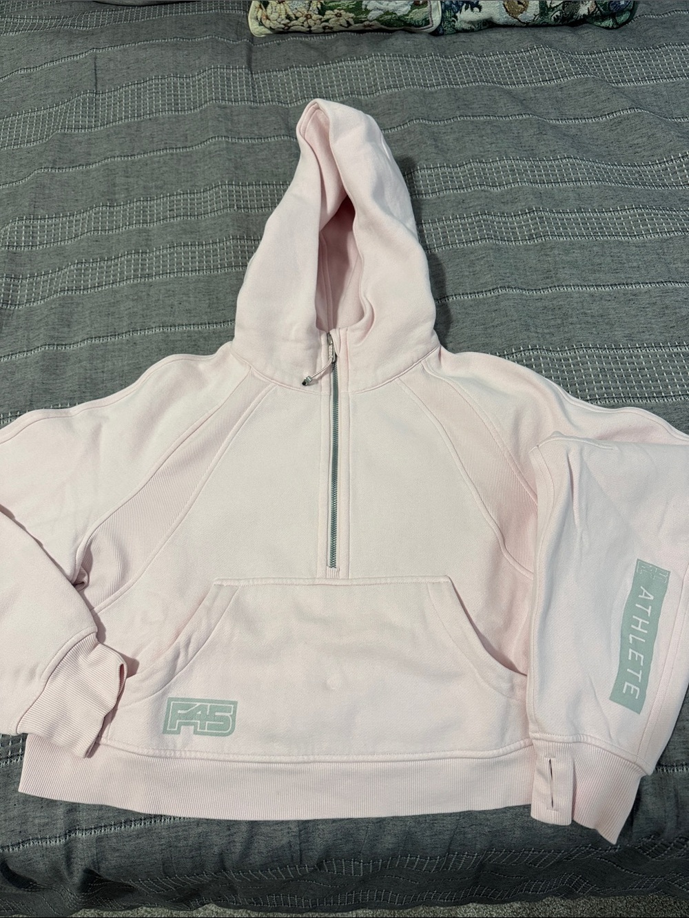 lululemon athletica Pink cropped scuba Hoodie